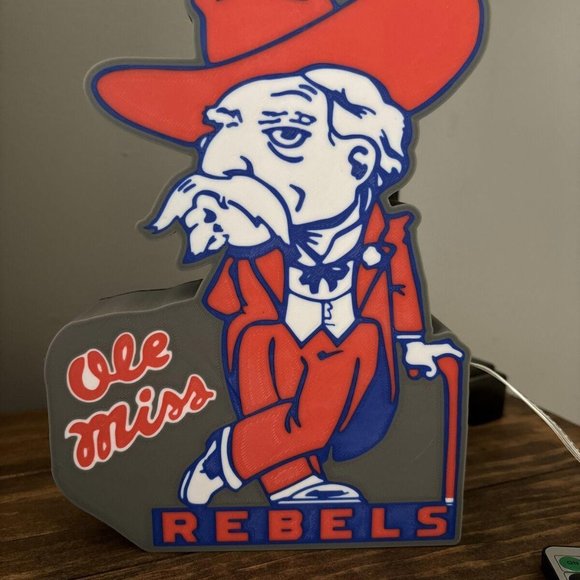 Ole Miss Rebel 3D Lightbox With Battery Pack & Remote. 8 Function. Dorm Room - Picture 5 of 5
